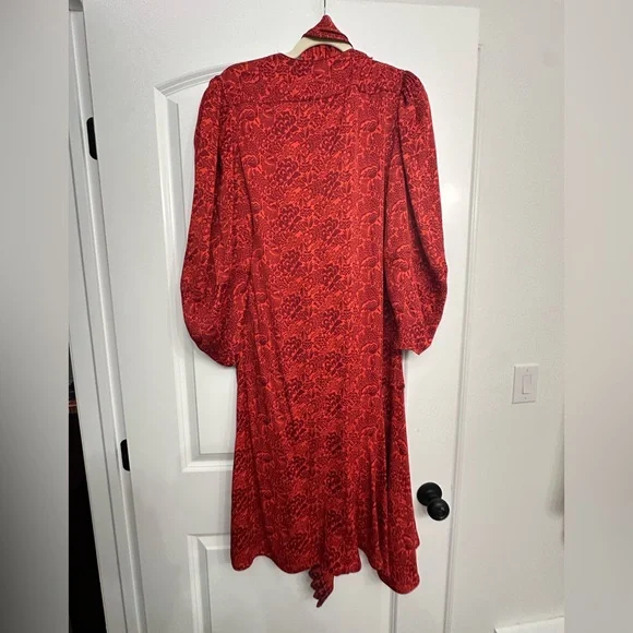 ✨ NWOT CHLOE Orange – red 1 bicolour flower jacquard - Picture 3 of 6